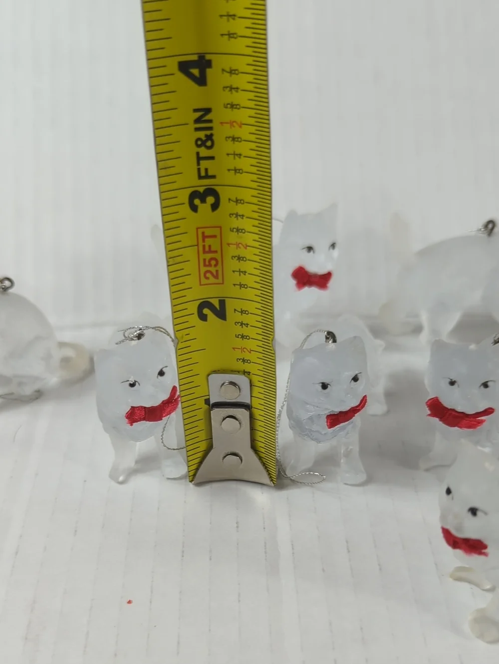 Vintage Silvestri Frosted Acrylic Cat Christmas Ornaments Lot of 20